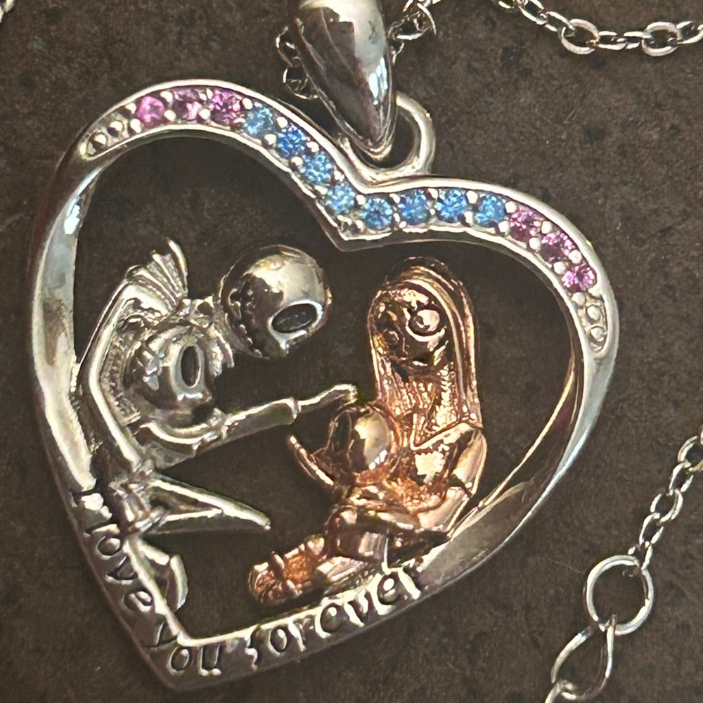 Sterling Silver Jack & Sally Necklace  “I’ll Love you Forever” NIB Onefinity